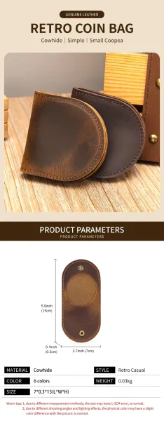 Design Vintage-Style Brown Leather Coin Purse - 4