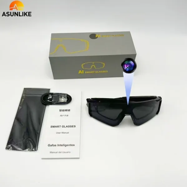 Design ASUNLIKE Smart Camera Sunglasses Orange Mirror Lens Sport Sunglasses Eyewear - 5