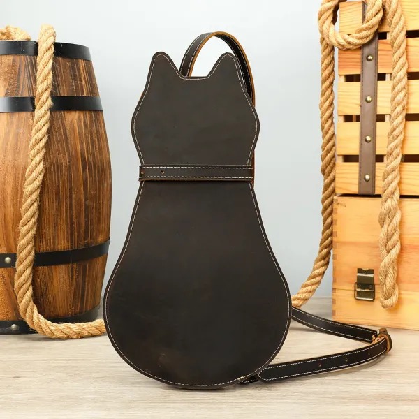 Design Cat-Shaped Leather Crossbody Bag Black - 1