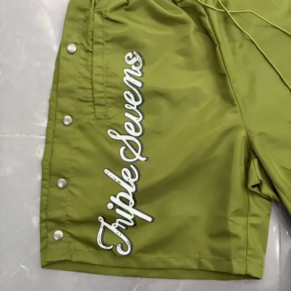 Design Triple Sevens Logo Print Nylon Shorts Gray Shorts - 28