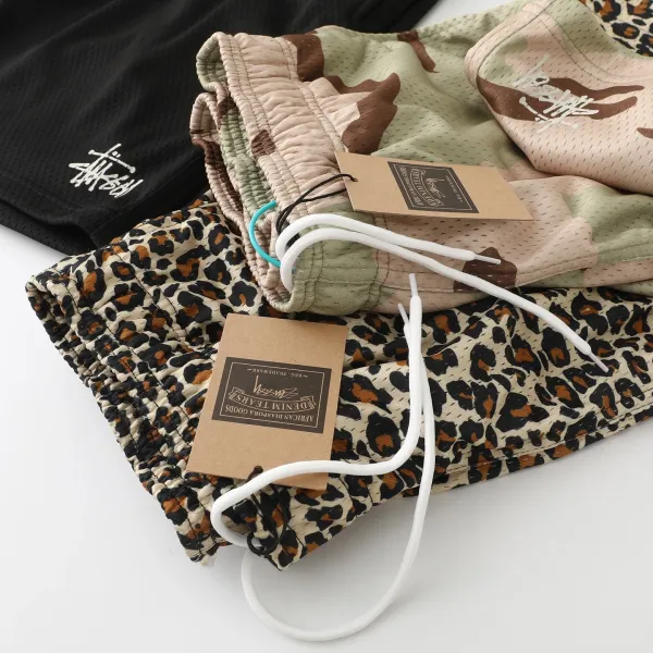 Stussy Leopard Print Drawstring Shorts Multicolor - 23