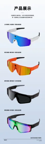 Design ASUNLIKE Smart Camera Sunglasses Orange Mirror Lens Sport Sunglasses Eyewear - 13