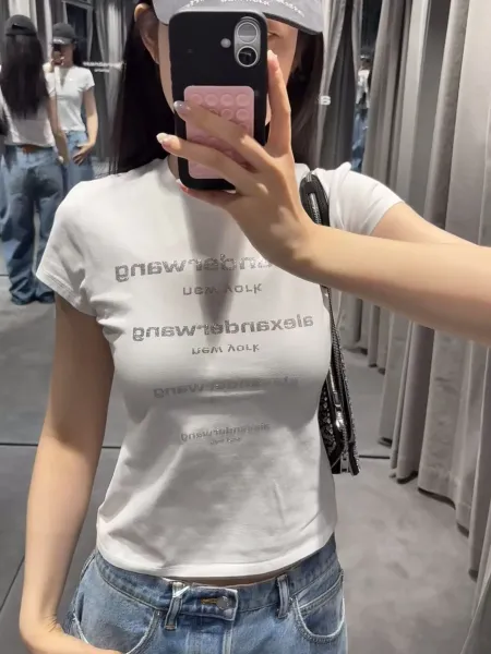 Alexander Wang Logo Repeat Print White T-Shirt - 5