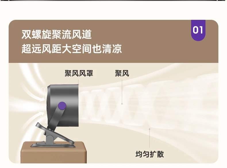 Design Multifunctional Desktop Circulating Clip Fan Purple Electronics - 8