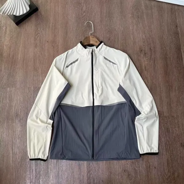 Design Windbreaker Jacket Beige and Gray Outerwear - 1