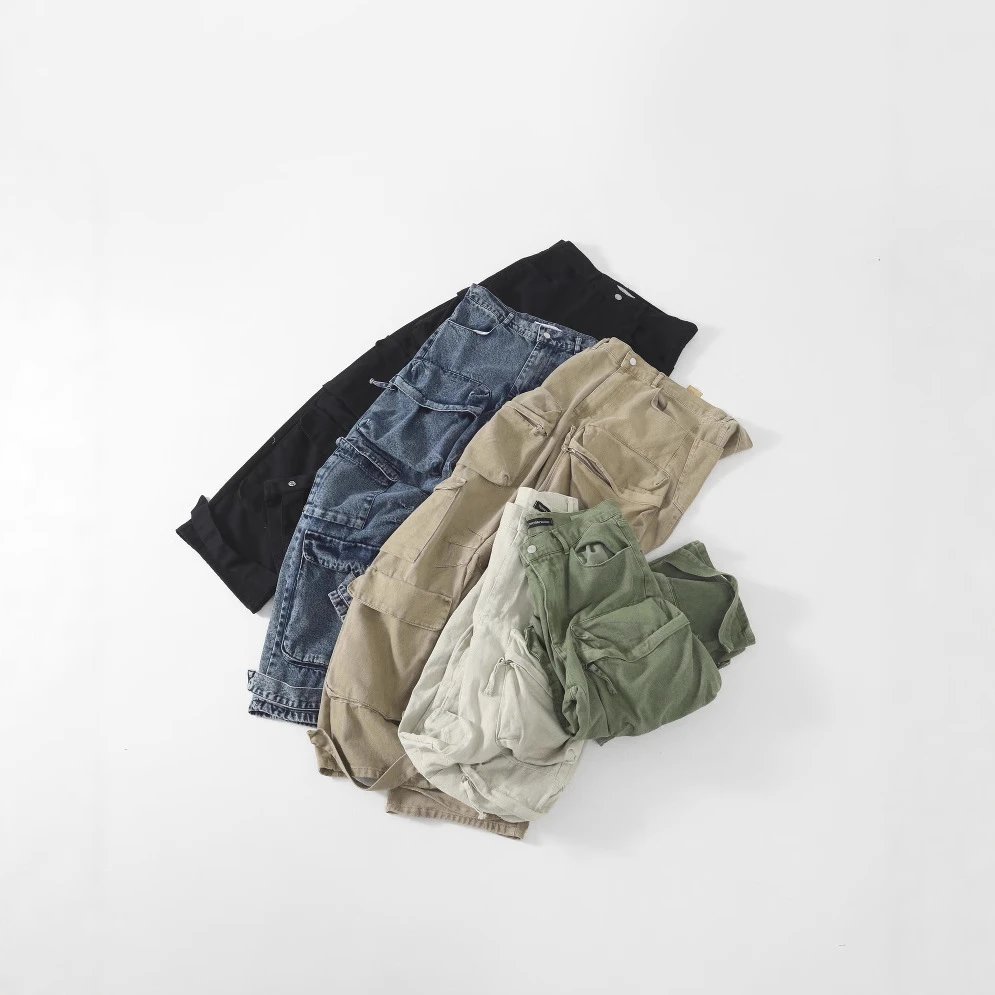 Multi-Pocket Denim Cargo Pants