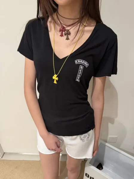 Chrome Hearts V-Neck Tee Black T-Shirt - 2