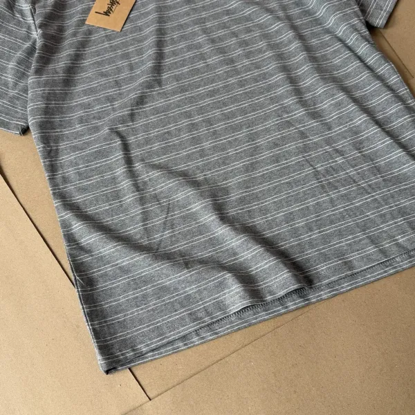 Stussy Striped Henley T-Shirt Black Tops - 15