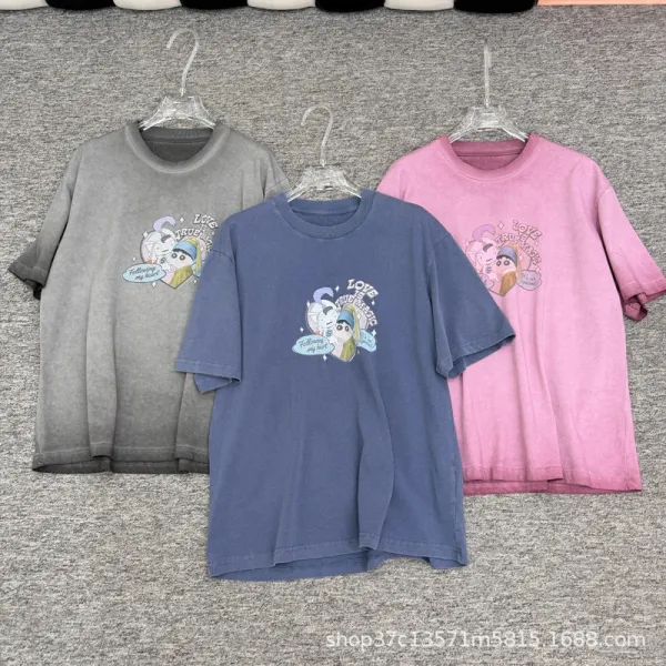 Design Cartoon Print Oversized T-Shirt Navy - 3
