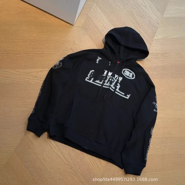Design Zip-Up Hoodie Black Streetwear Graphic Hoodie - 1