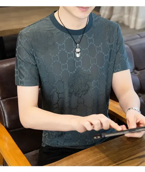 Gucci GG Monogram Print Dark Green T-Shirt - 12