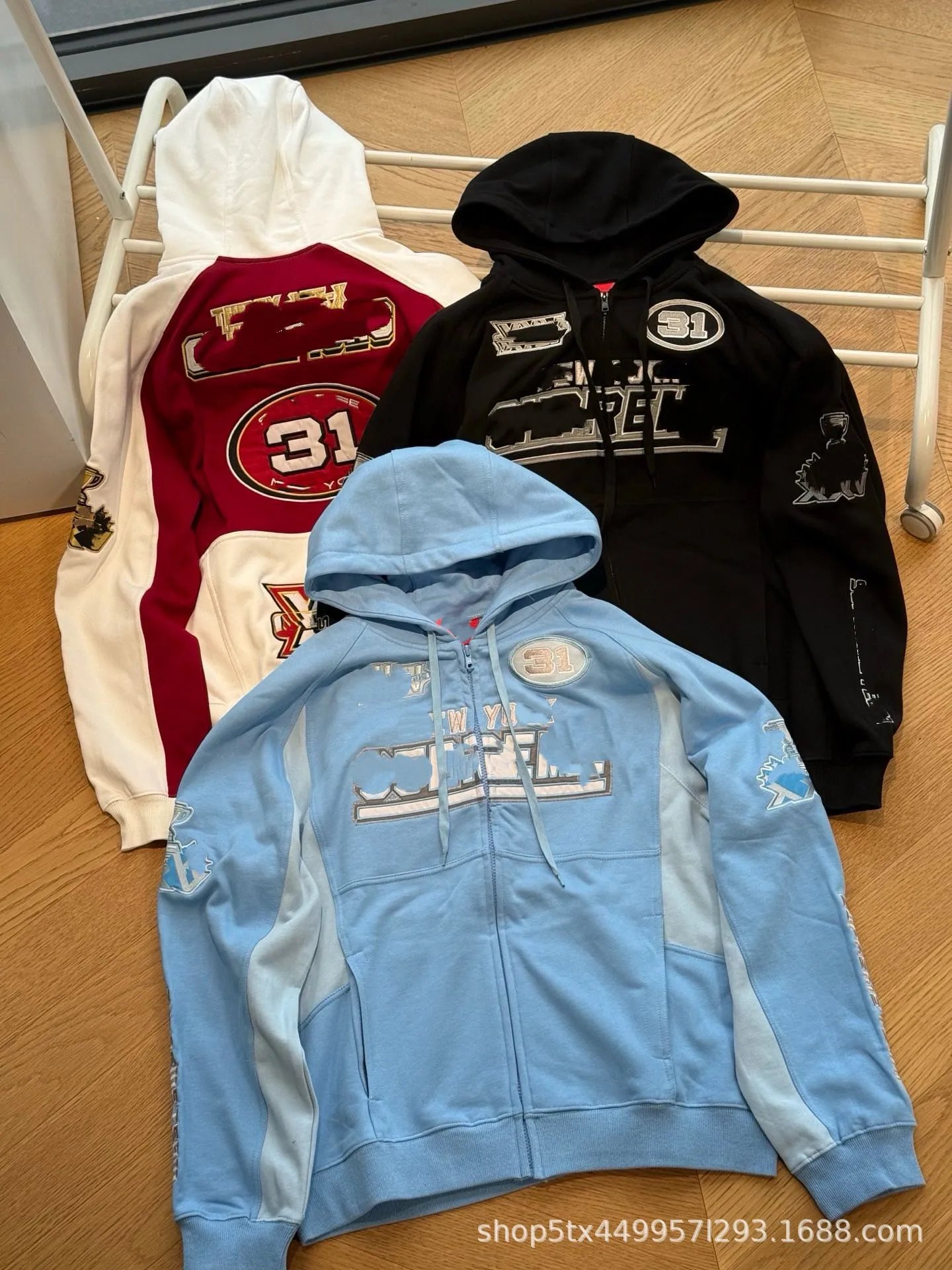 Mitchell & Ness San Francisco 49ers Full-Zip Hoodie White Burgundy - 2