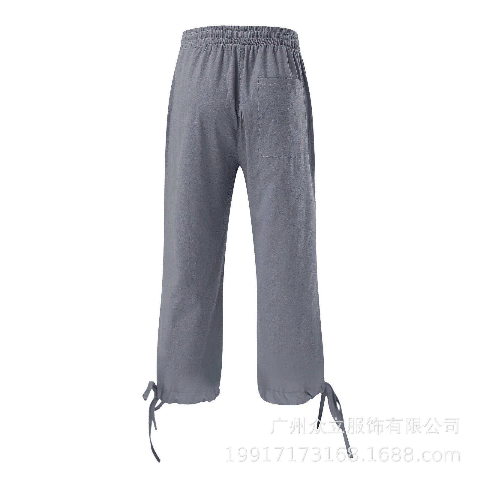 Design Capri Pants Light Blue Drawstring Waist with Cuff Ties - 30