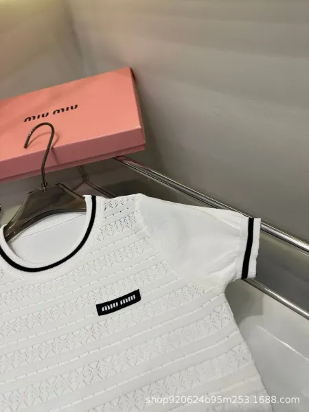 Miu Miu Knit Set White with Black Trim Two-Piece Outfit - 4