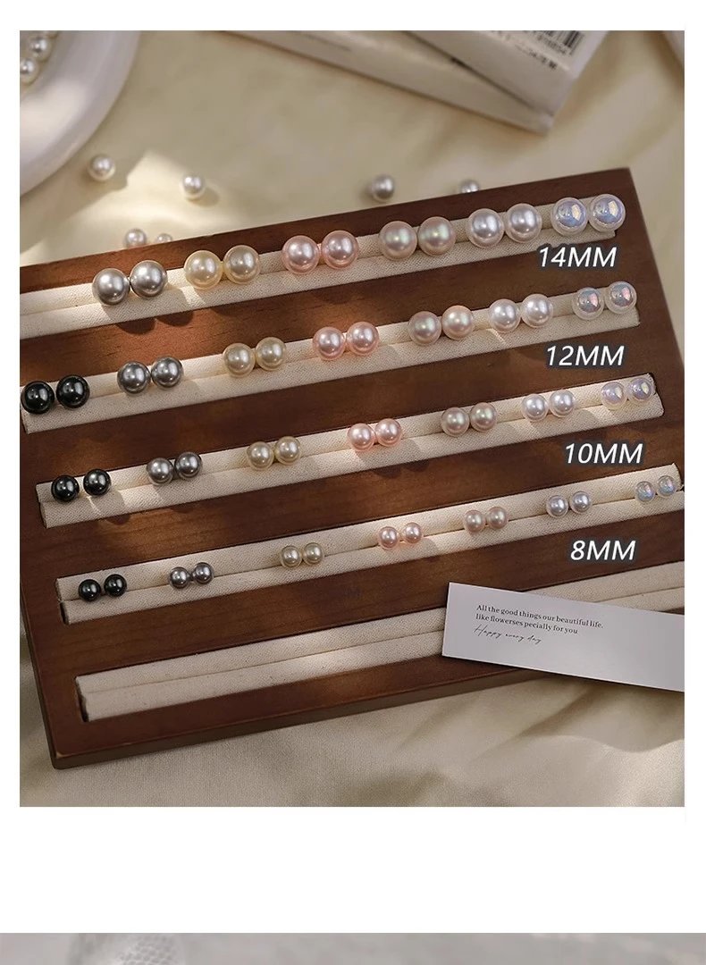 Design S999 Sterling Silver 10mm Pearl Stud Earrings Jewelry - 11