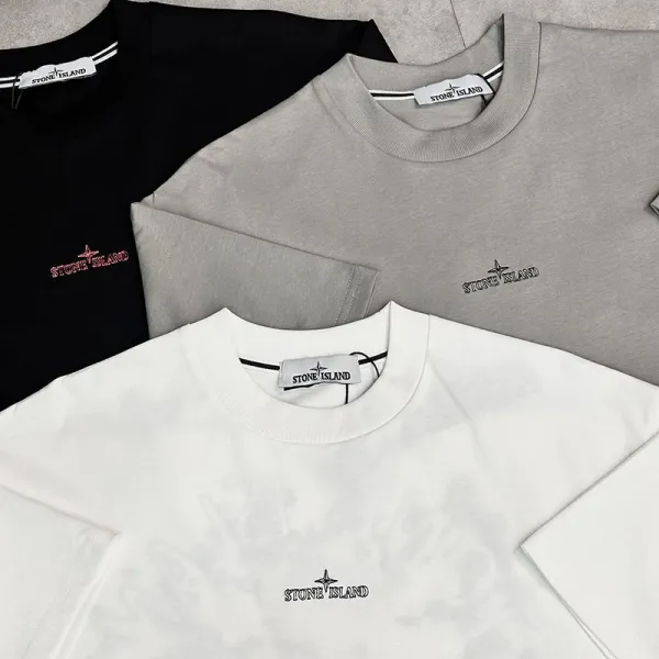 Stone Island Logo Patch T-Shirt White, Gray, Black - 11