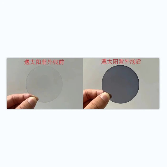Design Photochromic Lens Sample Transparent to Gray Eyewear Component Eyewear