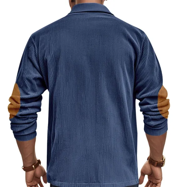 Design Corduroy Polo Shirt with Elbow Patches Black Tops.polo - 14