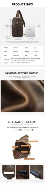 Design Vintage Leather Crossbody Bag Brown - 5
