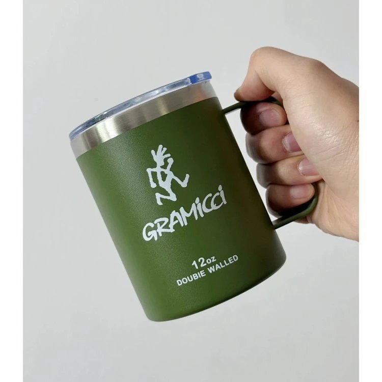 Design Gramici 12oz Double Walled Insulated Mug in Cream, Olive Green, and Black Accessories - 9