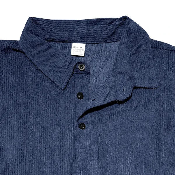 Design Corduroy Polo Shirt with Elbow Patches Black Tops.polo - 17