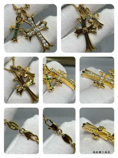 Design Cross Pendant Necklace with Crystal Accents Silver Jewelry - 8