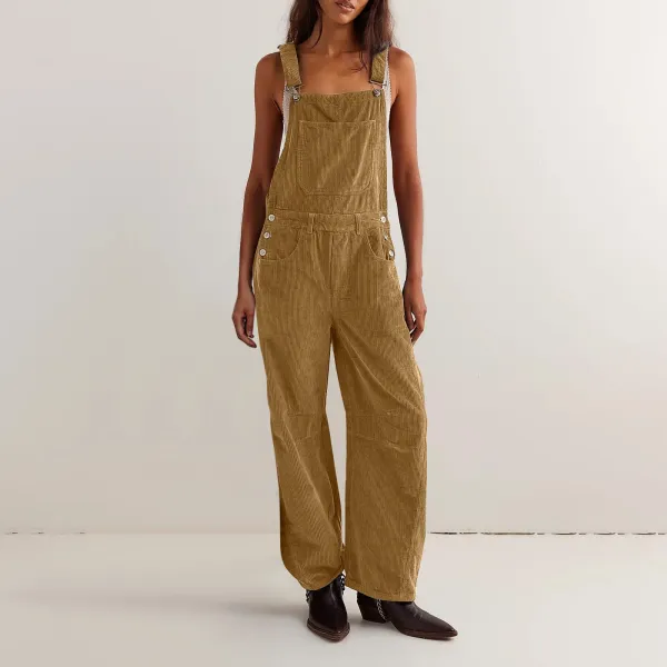 Design Black Corduroy Wide-Leg Overalls Pants - 11