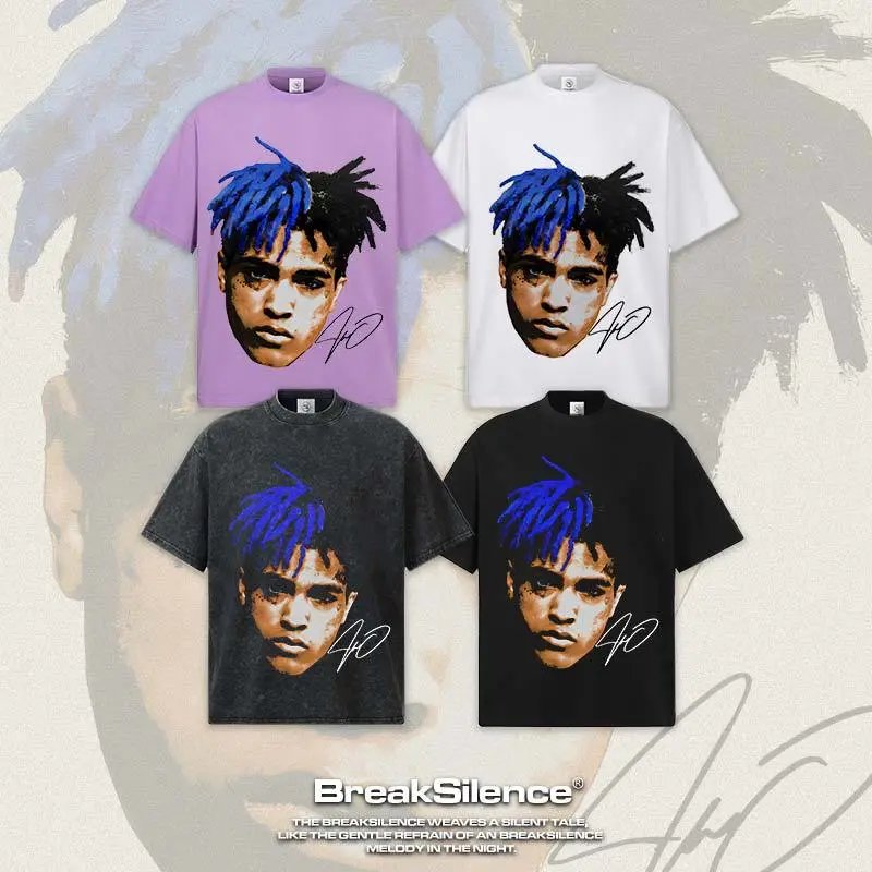 BreakSilence XXXTENTACION Purple Graphic Oversized T-Shirt