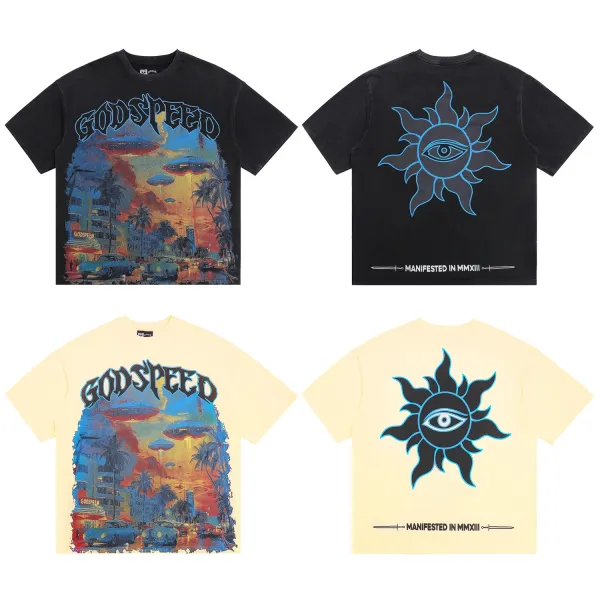 Godspeed Hollywood Fire Print Cream T-Shirt - 27