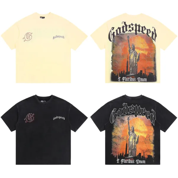 Godspeed Hollywood Fire Print Cream T-Shirt - 32