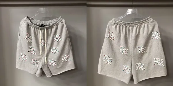 Design Embellished Rhinestone Shorts Gray - 1