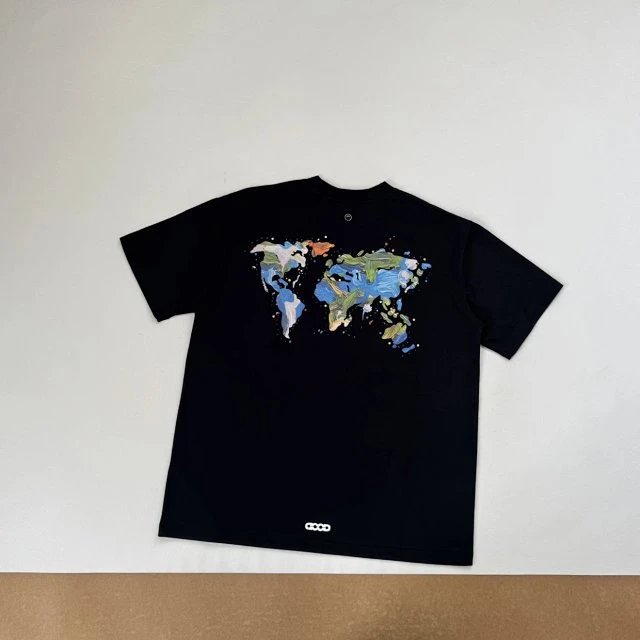 Design COOGI World Map Print Black T-Shirt T-Shirts - 21