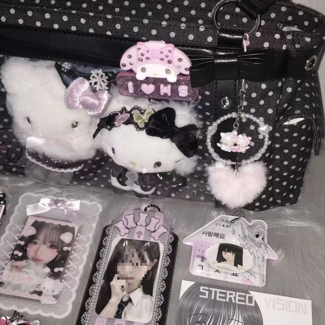 Clear PVC Polka Dot Black Gothic Lolita Handbag