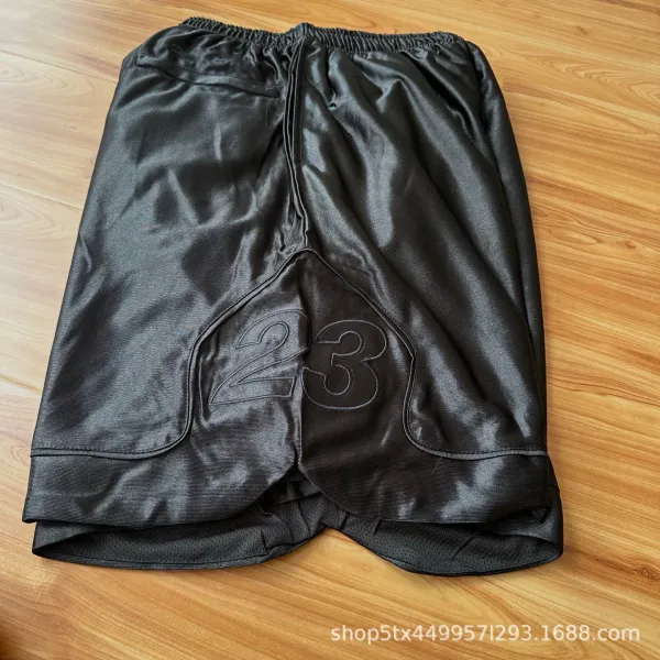 Design Basketball Shorts Light Blue with Navy and Red Numbering - 14