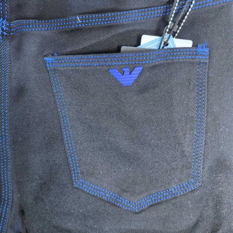 Emporio Armani Black Denim Jeans With Blue Stitching