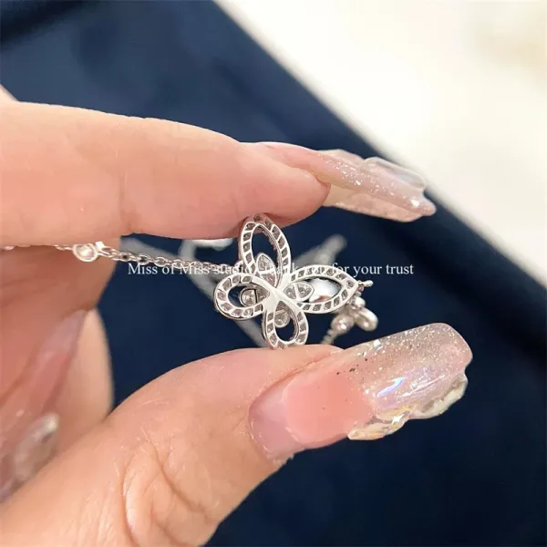 Design Floral Diamond Bangle Silver Bracelet Jewelry - 13