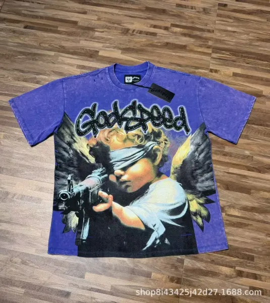 Godspeed Blindfolded Angel Purple Acid Wash T-Shirt - 1