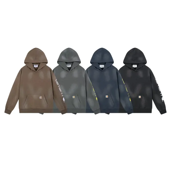 Carhartt Work In Progress Carhartt WIP Hoodie Gray with Yellow Sleeve Print Hoodie - 4