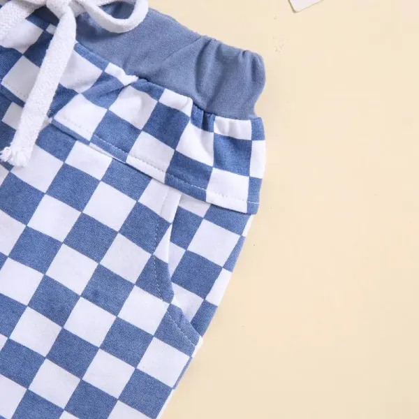 Design Little Dude Green Graphic T-Shirt and Checkerboard Shorts Set - 11