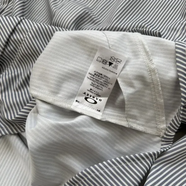 Oakley Striped Mandarin Collar Shirt Gray Tops Shirt - 21