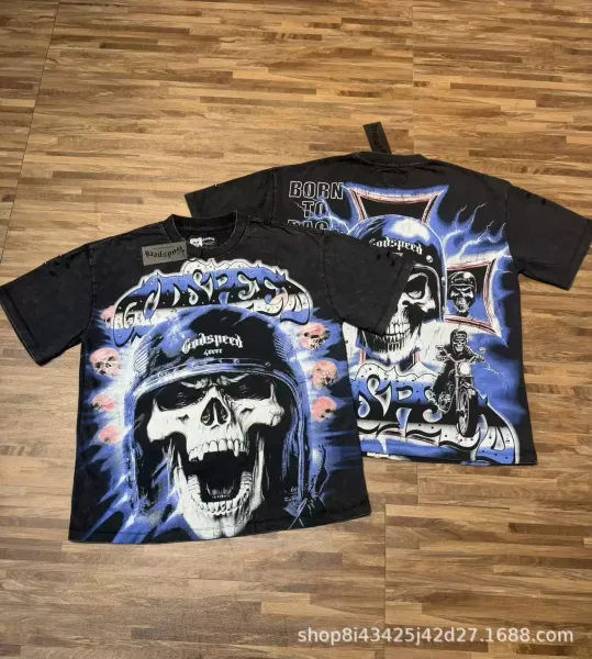 Godspeed Skull Helmet Graphic T-Shirt Black - 1
