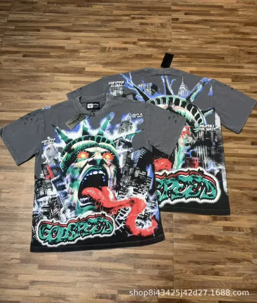Godspeed Global x Masters of the West Statue of Liberty Graphic T-Shirt Gray - 1