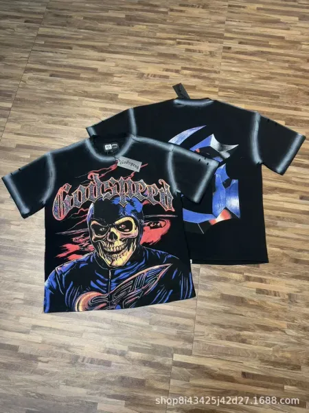 Godspeed Skull Graphic Print Black T-Shirt - 1