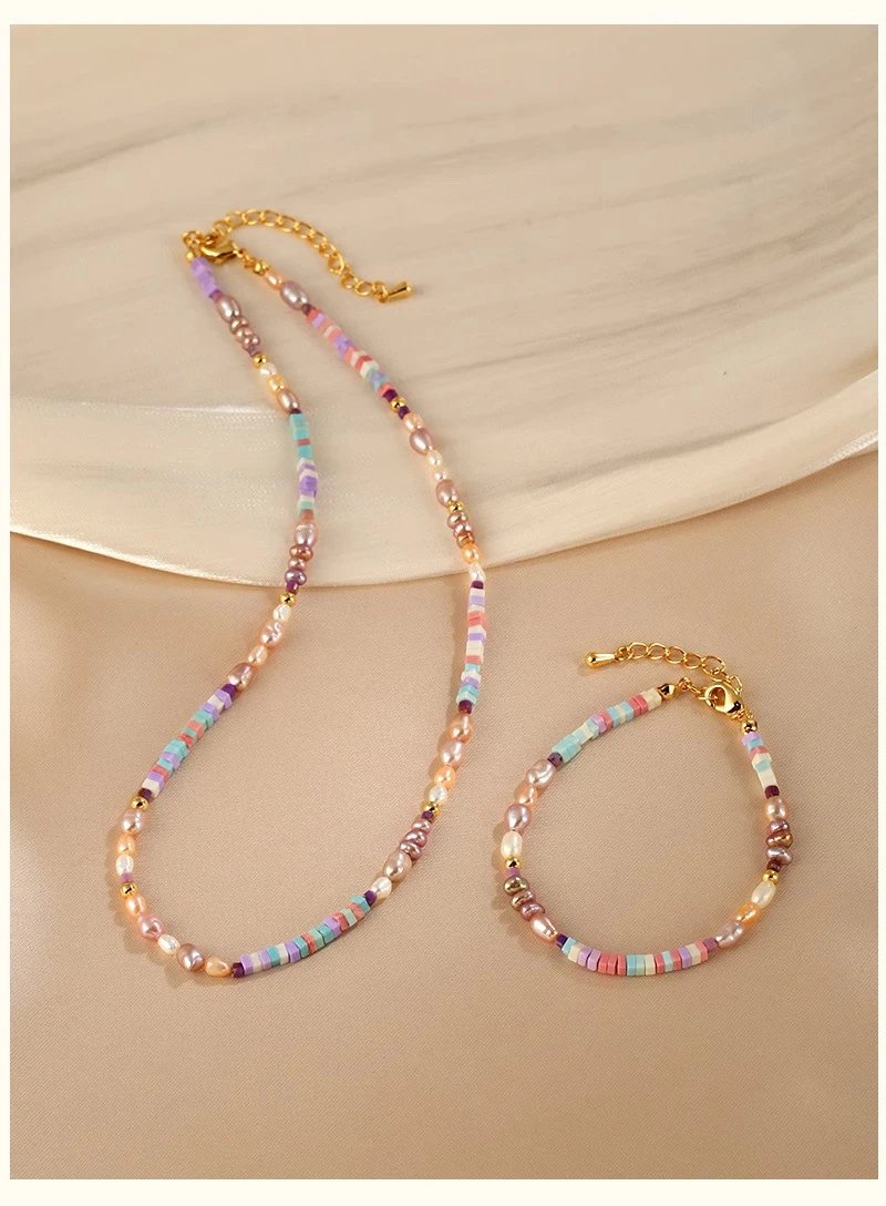 Design Multicolor Pearl and Ceramic Bead Bracelet with Gold-Tone Clasp Jewelry - 10