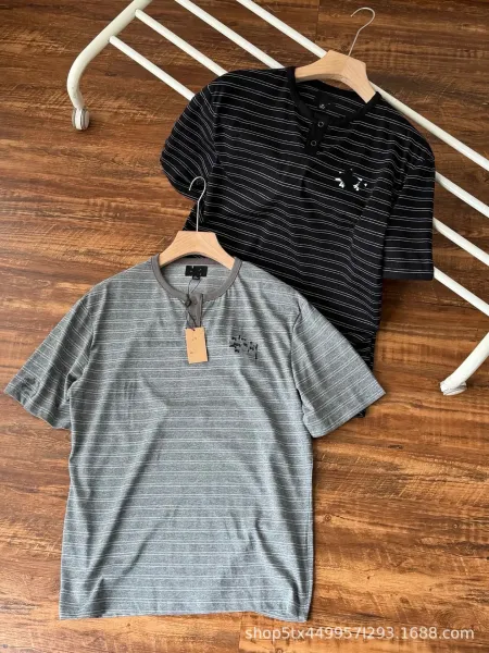 Design Striped Henley T-Shirt Black - 3