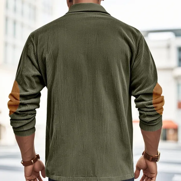 Design Corduroy Polo Shirt with Elbow Patches Black Tops.polo - 29