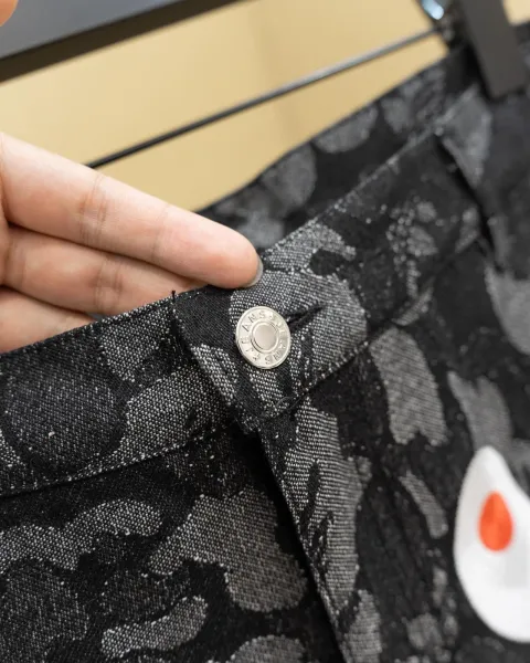 A Bathing Ape Shark Camo Denim Shorts Black - 3
