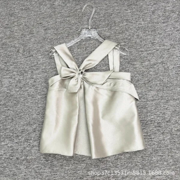 Design Bow-Back Satin Top White - 9