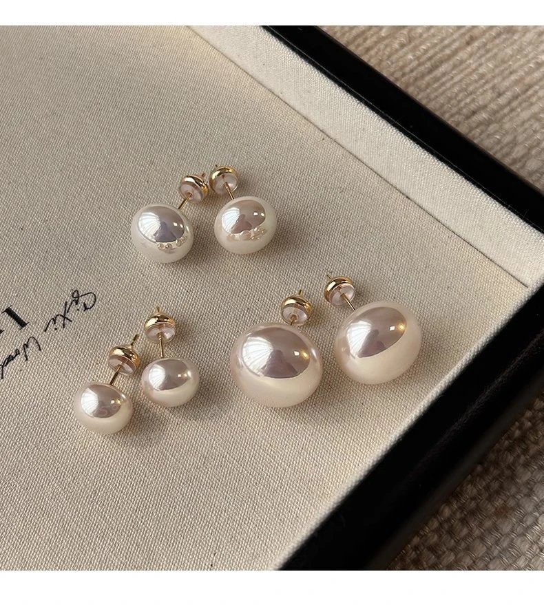 Design Pearl Stud Earrings 16mm White Jewelry - 8