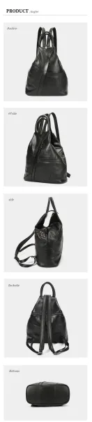 Design Leather Drawstring Backpack Black - 8